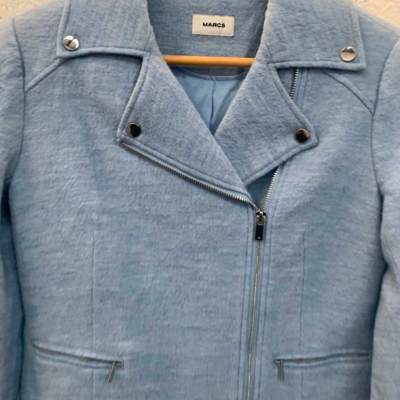 MARCS Merino Wool Blue Poppy Biker Jacket RRP$299 - Picture 6 of 11